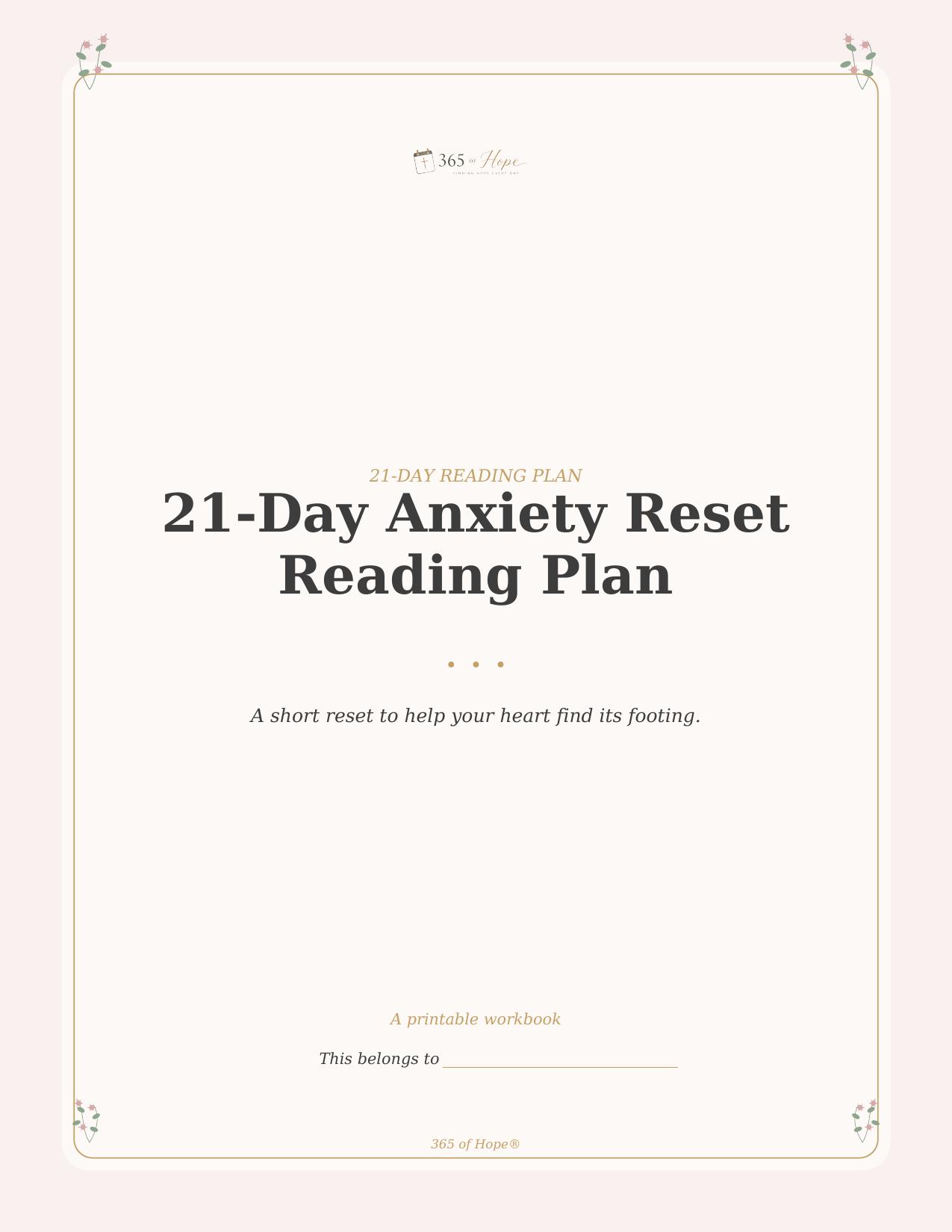 21-Day Anxiety Reset Reading Plan