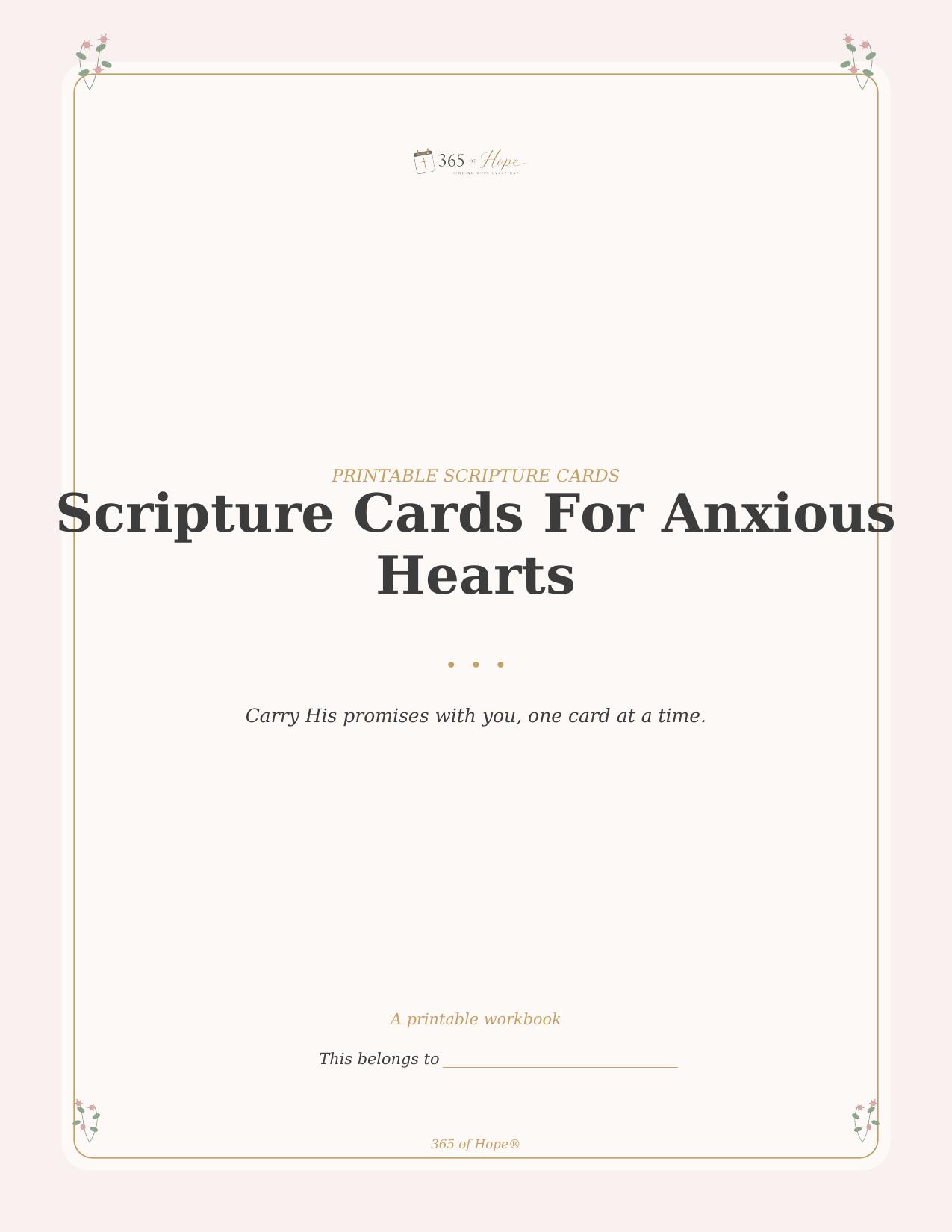 Scripture Cards For Anxious Hearts